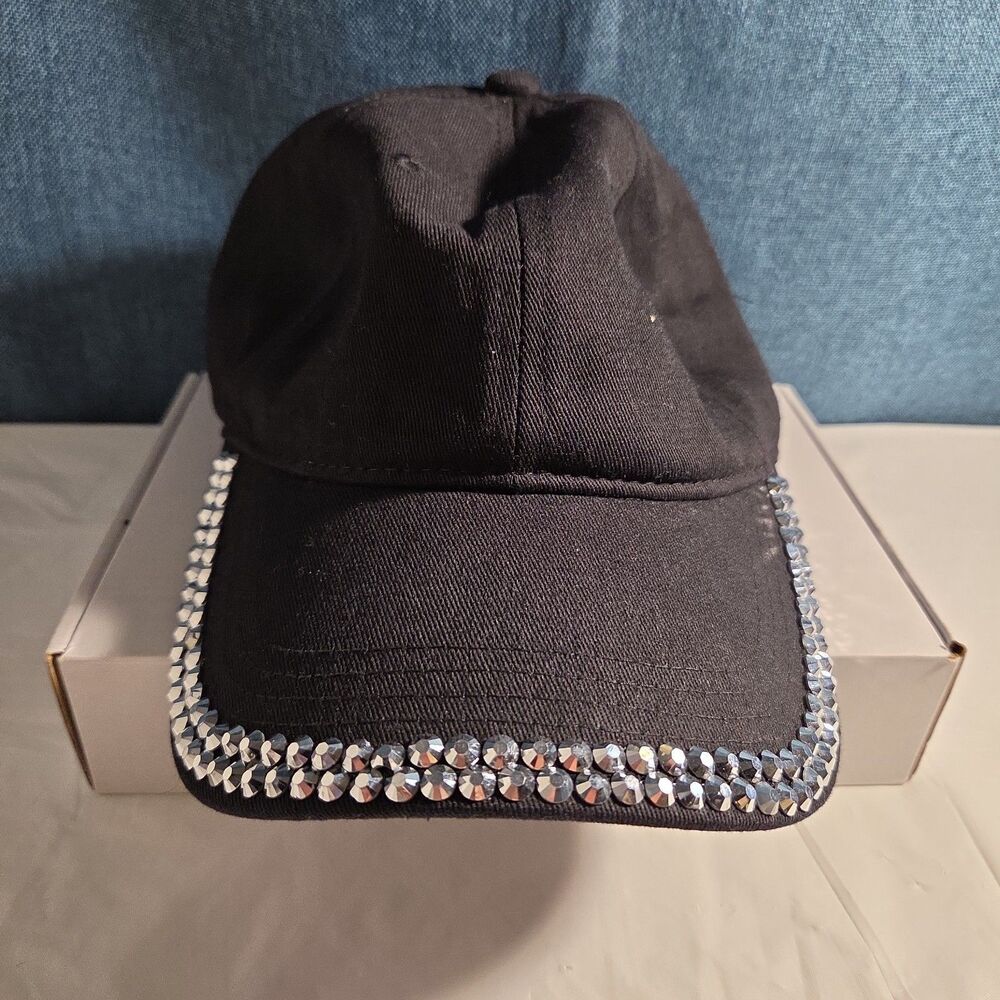 Black Rhinestone Trim Baseball Cap Peng Yuan - Picture 2 of 16